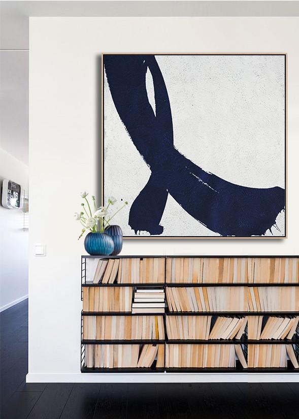 Navy Blue Minimalist Painting #NV192A - Click Image to Close